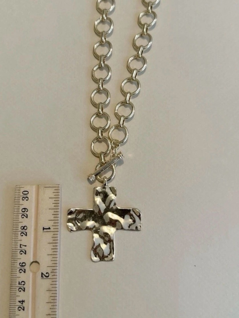 Free People Gold Hammered Cross Toggle Necklace - Picture 4 of 4